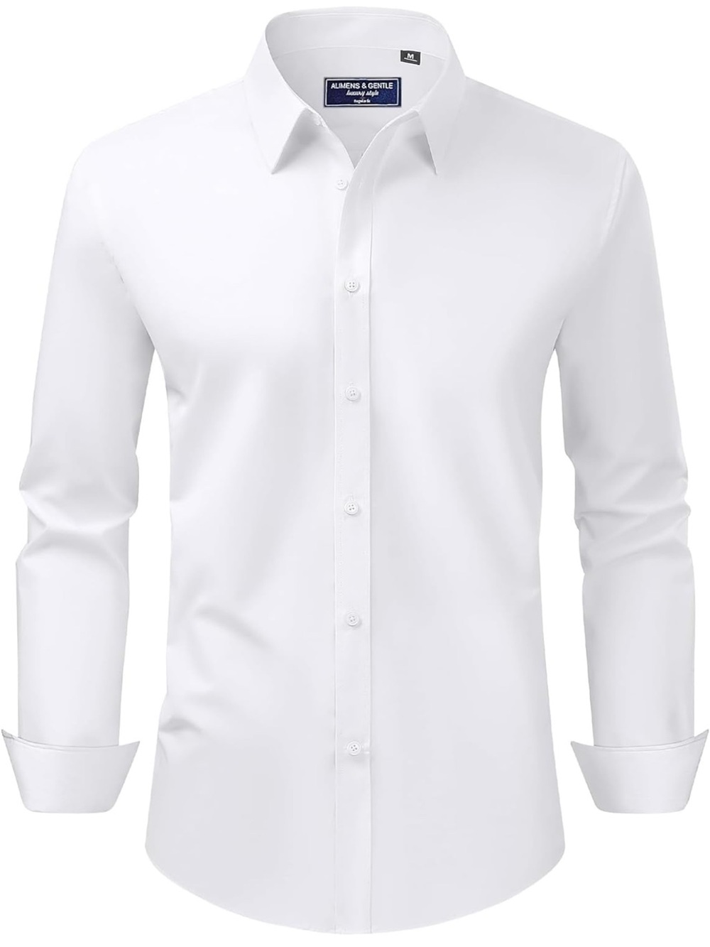 Alimens & Gentle Men's White Long-Sleeve Dress Shirt
